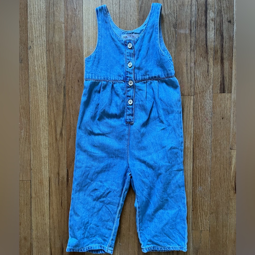 HTF Zara Denim Overall Jumpsuit 3-4